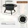 Camping Outdoor Wood Burning Fire Pit with Swivel BBQ Grill Grate