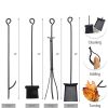 Indoor/Outdoor Heavy Duty Steel Firewood Storage w/ Kindling Holders, Shovel