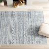 4 ft. x 6 ft. Blue Grey Chevron Coastal Boho Style Indoor Outdoor Area Rug