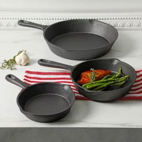 3-Piece Cast Iron Cookware Set with 8-inch 6-inch and 10-inch Skillet Frying Pan