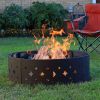 Heavy Duty 36-inch Black Steel Fire Pit Ring with Diamond Pattern