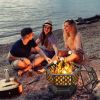 Portable Hex Shaped Wood Burning Fire Pit with Cover and Poker