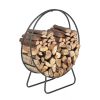 Indoor/Outdoor 2-ft. Round Black Powder-Coated Steel Firewood Log Rack