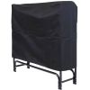 Indoor/Outdoor 4-Ft. Black Metal Firewood Rack with Cover