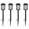 4-Pack - Black Solar LED Light Set - Outdoor Path Yard Lighting