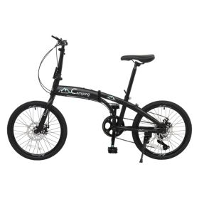 CamPingSurvivals 20in 150kg High Carbon Steel Foldable Commuter Bicycle Black