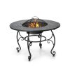 35.5 Feet Patio Fire Pit Dining Table With Cooking BBQ Grate