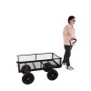 (Black solid wheels wagon cart) Solid wheels Tools cart Wagon Cart Garden cart trucks make it easier to transport firewood