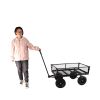 (Black solid wheels wagon cart) Solid wheels Tools cart Wagon Cart Garden cart trucks make it easier to transport firewood