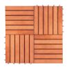 Kaia 6-Slat Reddish Brown Wood Interlocking Deck Tile (Set of 10 Tiles)