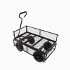 (Black solid wheels wagon cart) Solid wheels Tools cart Wagon Cart Garden cart trucks make it easier to transport firewood