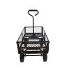 (Black solid wheels wagon cart) Solid wheels Tools cart Wagon Cart Garden cart trucks make it easier to transport firewood