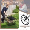 Outdoor Wood Burning Fire Pit with Log Storage Rack and Wheels