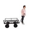 (Black solid wheels wagon cart) Solid wheels Tools cart Wagon Cart Garden cart trucks make it easier to transport firewood