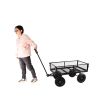 (Black solid wheels wagon cart) Solid wheels Tools cart Wagon Cart Garden cart trucks make it easier to transport firewood