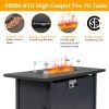 43-Inch Fire Table,50000 BTU Gas Firepit with Volcanic Stone Black