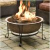 Hammered Copper Fire Pit with Heavy Duty Spark Guard Cover and Stand