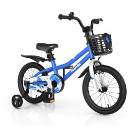 16 Inch Kids Bike with Removable Training Wheels for 4-7 Years Old (Color: Blue)