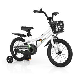 16 Inch Kids Bike with Removable Training Wheels for 4-7 Years Old (Color: Black & White)