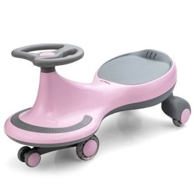 Wiggle Car Ride-on Toy with Flashing Wheels (Color: Pink)