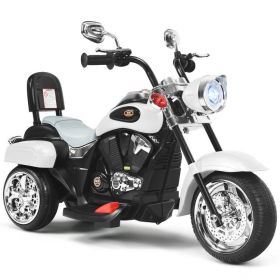 6V Powered Toddler 3-Wheel Motorbike Ride On Toy with Horn and Headlight (Color: White)