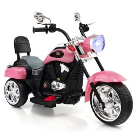 6V Powered Toddler 3-Wheel Motorbike Ride On Toy with Horn and Headlight (Color: Pink)