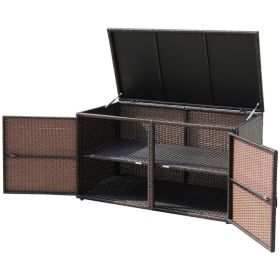 88 Gallon Garden Patio Rattan Storage Container Box (Color: Brown)