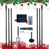 Set of 6 RC String Light Pole;  9 FT Lighting Stand ;  LED Solar Bulbs for Parties;  Christmas