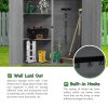 Outdoor Storage Shed with Lockable Door, Wooden Tool Storage Shed with Detachable Shelves and Pitch Roof, Natural/Gray