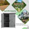 Outdoor Storage Shed with Lockable Door, Wooden Tool Storage Shed with Detachable Shelves and Pitch Roof, Natural/Gray